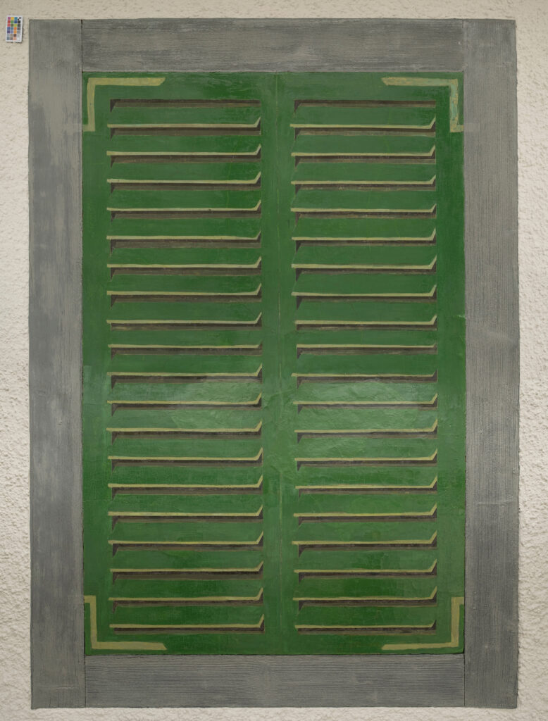 Restaurierung Illusionsmalerei, «Alte Sekretarie», Chorherrenstift St. Michael, Beromünster LU. Detailaufnahme der restaurierten Illusionsmalerei.